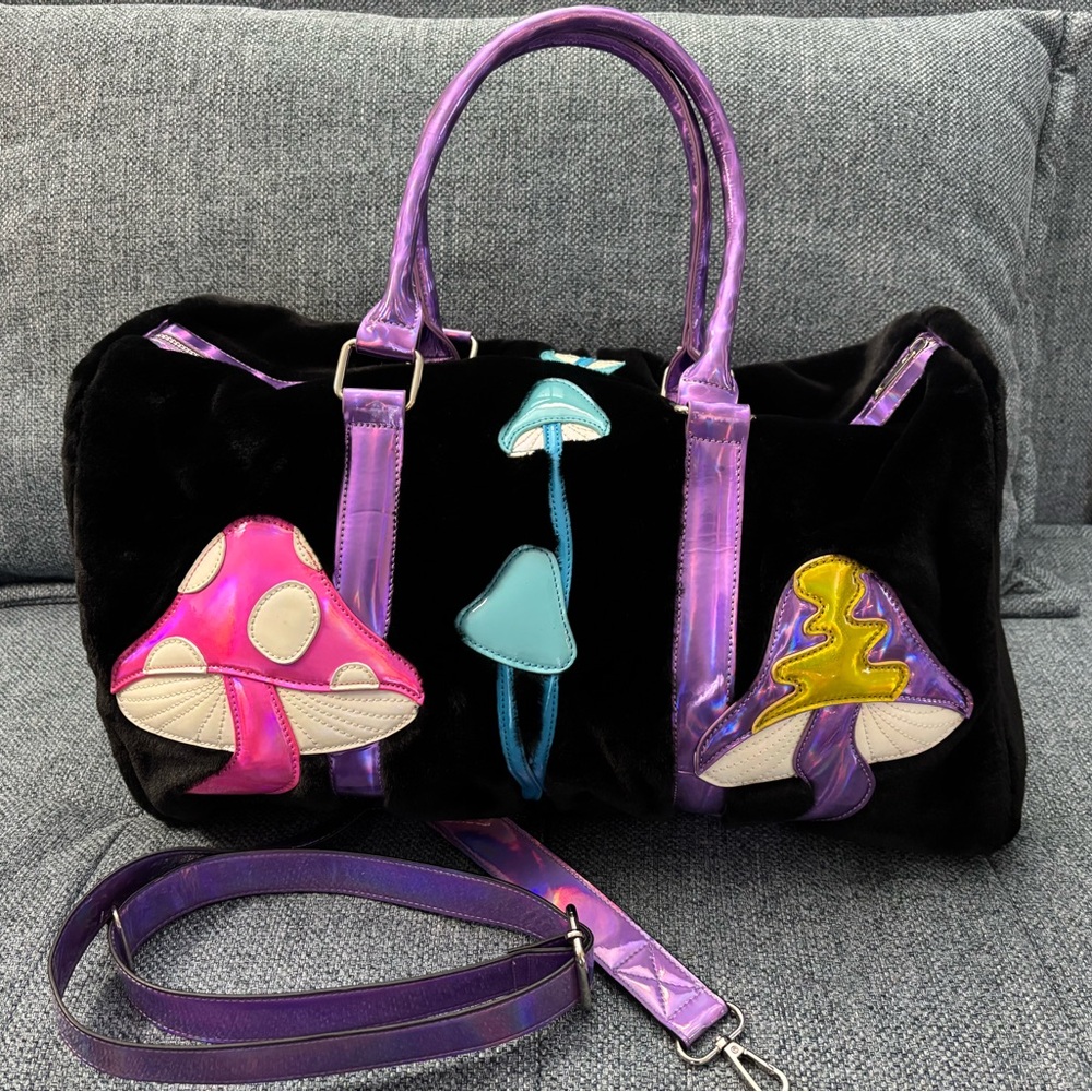 Dolls Kill Current Mood Colorful Mushroom Design Weekender Bag